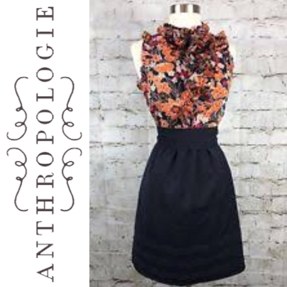 Anthropologie Girls From Savoy Orange & Navy Dress